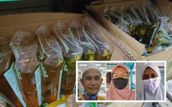 Bekalan minyak peket semakin sukar didapati sejak dua minggu lalu. (Gambar kecil: Roslan, Wan Nurain, Fazilah)