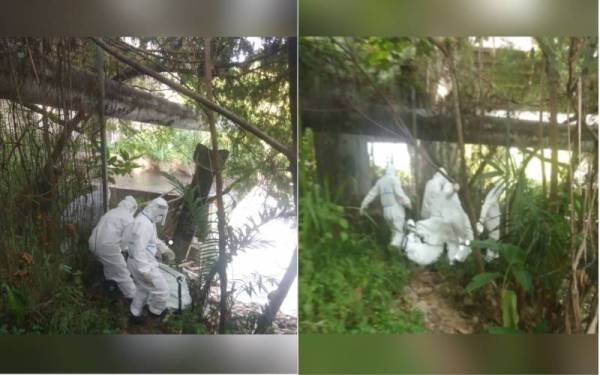 Anggota bomba memakai PPE penuh sebelum membawa naik mayat mangsa dari tebing sungai berkenaan. - Foto ihsan Bomba KL