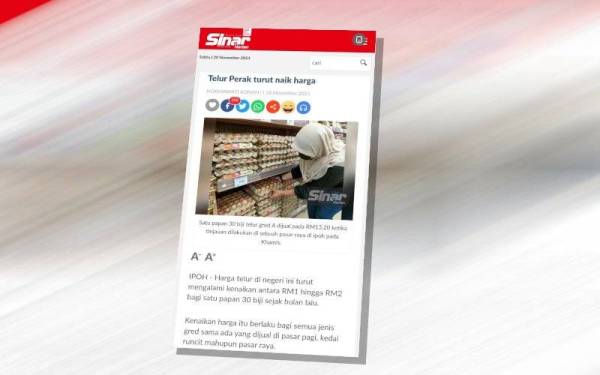 Laporan Sinar Harian pada 18 November.