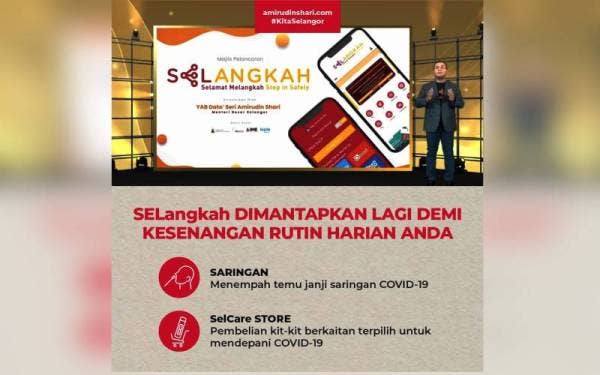 Amirudin memuat naik info grafik aplikasi SeLangkah di Facebook beliau pada Rabu.