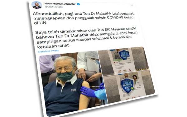 Tangkap layar ciapan di Twitter Dr Noor Hisham pada Rabu.
