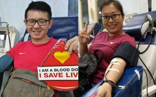 We Chard bersama isterinya, Soo Hin juga melaksanakan amalan menderma darah.
