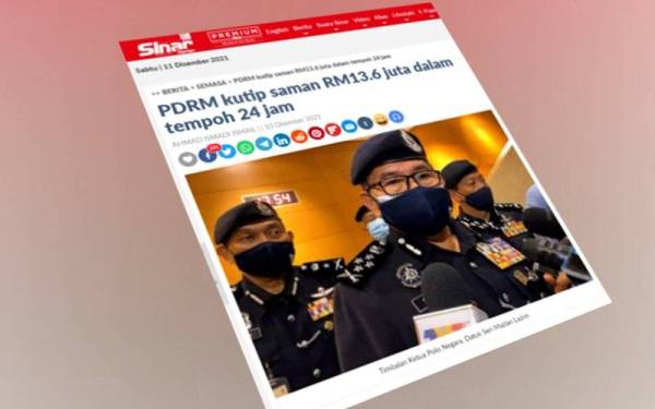 Polis Diraja Malaysia (PDRM) berjaya memperoleh bayaran saman berjumlah kira-kira RM13.6 juta dalam tempoh 24 jam sepanjang pelaksanaan tawaran diskaun saman sempena program 100 Hari Aspirasi Keluarga Malaysia sejak Khamis.