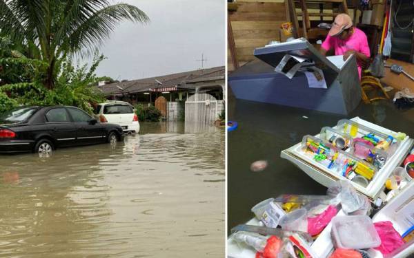 Keadaan banjir kilat melanda Taman Sentosa Klang di sini pada Jumaat