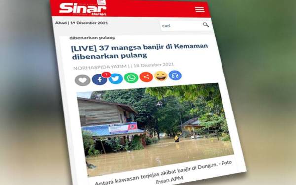 Laporan Sinar Harian pada Sabtu