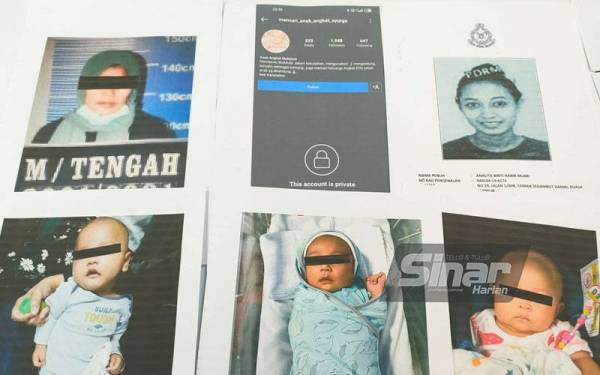 Tiga bayi yang diselamatkan selain dalang bernama Nana (kiri) dan bidan yang masih dikesan polis.