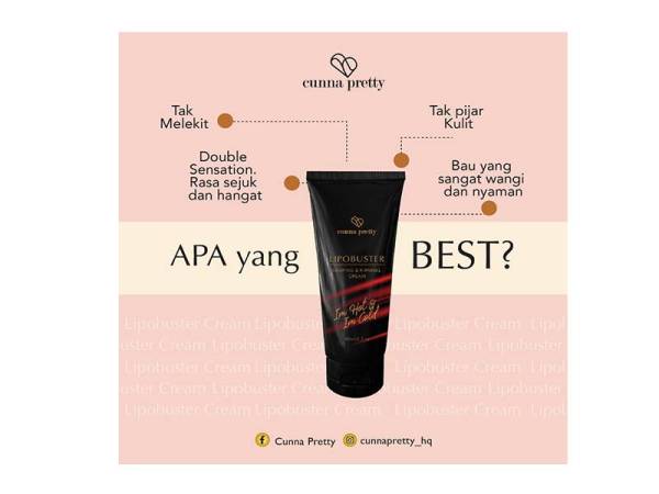 LipoBuster Cream dihasilkan dengan keistimewaan yang tersendiri.