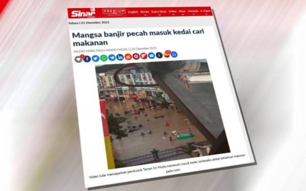 Sinar Harian pada Isnin melaporkan mangsa banjir di Taman Sri Muda, Seksyen 25 di sini terpaksa memecah masuk beberapa buah kedai serbaneka pada Isnin apabila kehabisan bekalan makanan selepas terkandas dalam banjir selama dua hari di taman berkenaan.