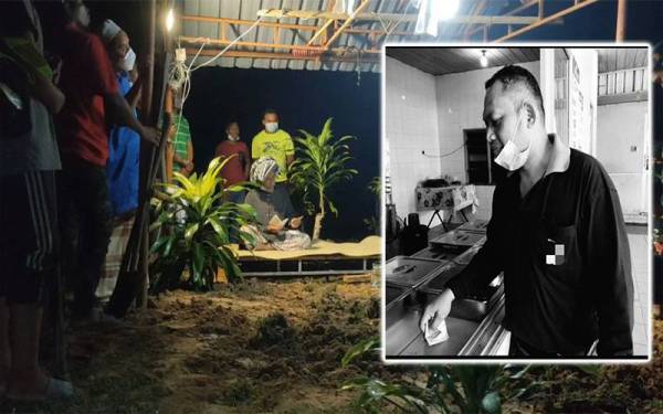 Jenazah mangsa dikebumikan di Tanah Perkuburan Islam Tandop Besar, Tekai Kanan, di sini, pada Isnin.(Gambar kecil) Allahyarham Mohd Zaidi