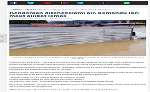 Laporan Sinar Harian pada 19 Disember 2021