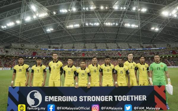 Kedudukan Harimau Malaya di peringkat dunia dilihat tidak berganjak apabila kekal menghuni tangga ke-154 berdasarkan ranking terkini yang dikeluarkan Persekutuan Bola Sepak Antarabangsa (FIFA) pada Khamis. - Foto FAM