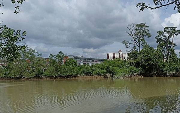 Sungai Kota Tinggi di Kampung Tembioh berhadapan bandar Kota Tinggi.