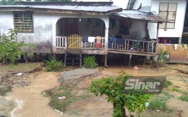 Keadaan banjir di Kota Marudu.