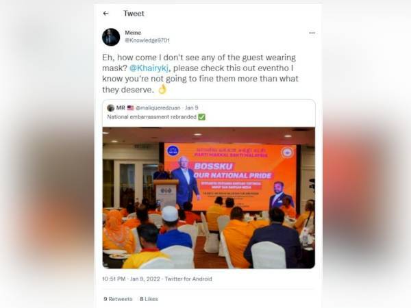 Gambar tular yang dimuat baik di Twitter pada Ahad