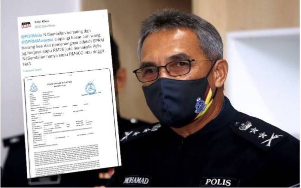 Tangkap layar dakwaan pemilik Twitter Edisi Khas terhadap polis Negeri Sembilan. (Mohamad Mat Yusop)