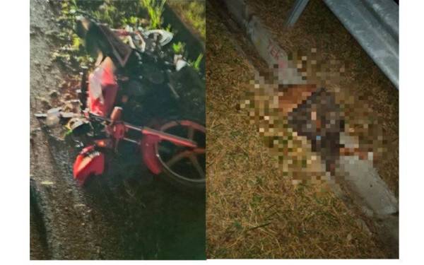 Keadaan motosikal dinaiki mangsa remuk teruk.