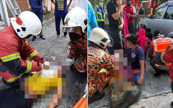 Seorang lelaki mengalami patah kaki dan tangan selepas terjun dari tingkat tiga sebuah bangunan terbakar di Klang