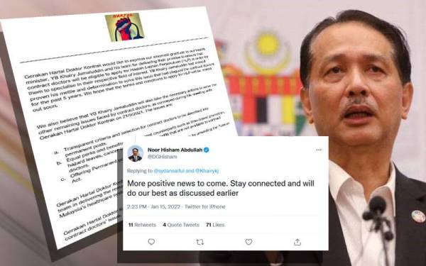 Tangkap layar ciapan Noor Hisham pada Sabtu. Kenyataan Gerakan Hartal.