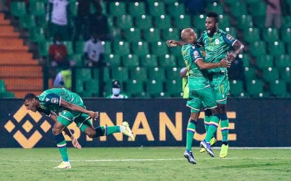 Pemain Comoros meraikan kemenangan pasukan ketika menewaskan Ghana 3-2 dalam aksi Kumpulan C di Garoua awal pagi Rabu.