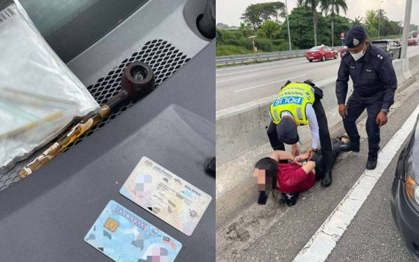 Polis menemui peralatan disyaki diguna untuk menghisap dadah pada seorang pemandu lelaki yang ditahan. Seorang pemandu lelaki yang cuba meloloskan diri daripada polis berjaya ditahan di KM44.2 Kesas, Subang Jaya pada Rabu.