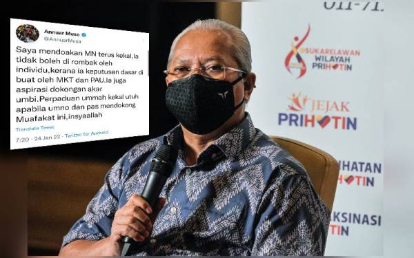 Annuar . (Gambar kecil).Tangkap layar ciapan Annuar di Twitter pada Isnin.
