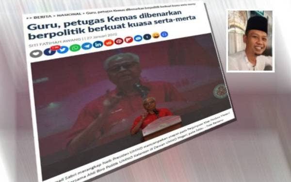 Laporan Sinar Harian pada Sabtu. (Gambar kecil: Mohd Helmi)