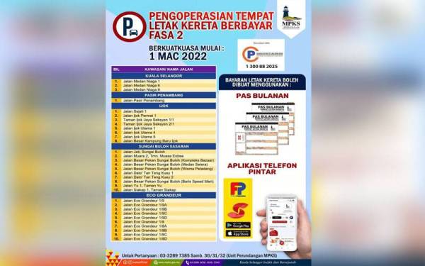 Info grafik perlaksanaan sistem TLK berbayar di lima lokasi baharu MPKS.