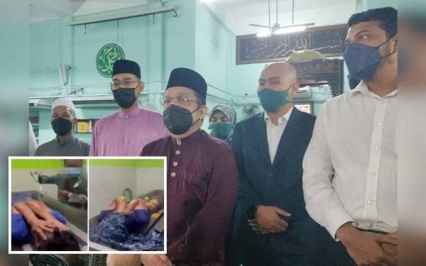 Dari kiri: Abdul Ghani, Miszairi, dan Zainul Rijal ketika sidang media selepas perbincangan dibuat di Masjid Al-Islahiah, Kuang, di sini pada Jumaat.