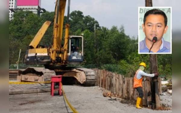 MBSJ selesai memasang 336 besi cerucuk di kawasan tanah mendap di Lestari Perdana, Bandar Putra Permai. (Gambar kecil: Mohd Zulkurnain)