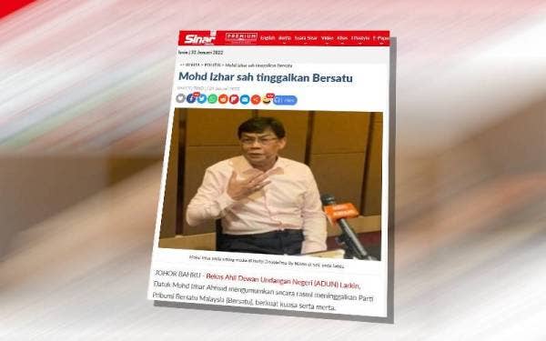 Laporan Sinar Harian pada Sabtu.