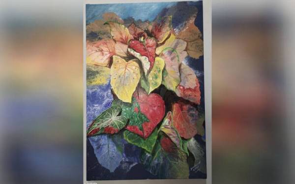 Lukisan karya Cikgu Mohd Saribunis bertajuk 'Caladium Viral' yang sudah terlepas ke tangan pembeli.