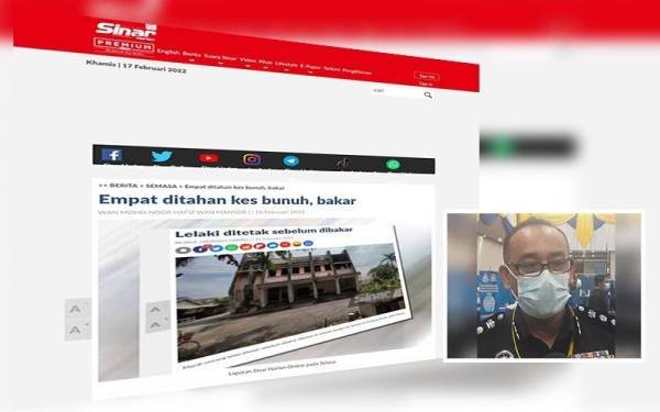 Laporan Sinar Harian pada 16 Februari 2022. ( Gambar kecil) Asisten Komisioner Ahmad Shukri Mat Akhir