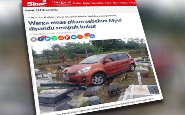 Seorang wanita yang memandu Perodua Myvi terbabas di Tanah Perkuburan Islam Forest Heights akibat mengalami kekurangan gula dalam darah dan pitam sehingga gagal mengawal kenderaannya.