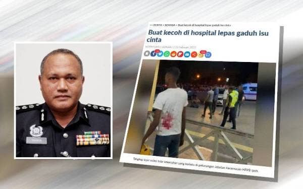 Seorang lelaki ditahan manakala enam masih diburu berhubung kekecohan yang berlaku di pekarangan Jabatan Kecemasan Hospital Raja Permaisuri Bainun. (Gambar kecil: Yahaya)