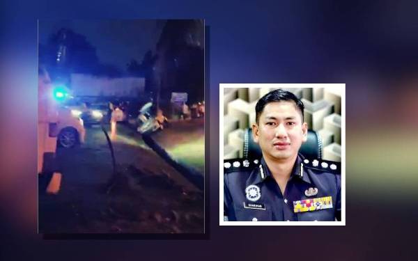 Tular rakaman video berdurasi enam saat menunjukkan sebuah kereta terbabas ke dalam parit selepas dikejar kenderaan MPV polis. (Gambar kecil: Shariman)