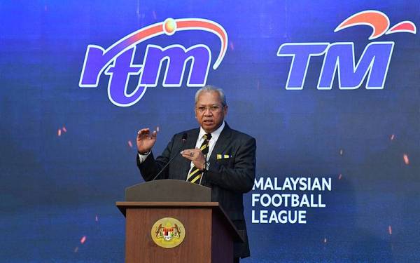 Annuar pada Majlis Pelancaran RTM Selaku Rakan Penyiar TM Unifi Untuk Bola Sepak Liga Malaysia 2022, di sini hari ini. - Foto Bernama