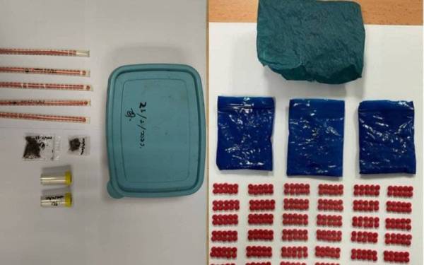 Serbuan yang dilakukan pada Rabu menemui heroin, ganja dan pil kuda.