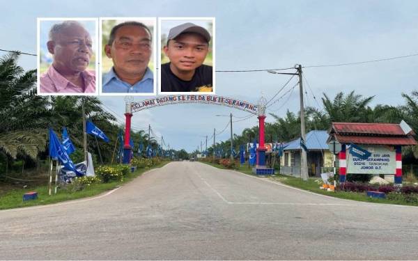 Peneroka generasi kedua Felda Seri Jaya, Bukit Serampang di sini, menuntut agar projek pembinaan perumahan untuk mereka bagi fasa dua dilaksanakan segera. (Gambar kecil: Abdullah; Abd Ghani dan Anwar)