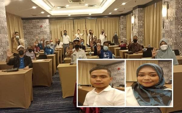Sebahagian daripada calon Pejuang bagi PRN Johor yang menjalani ujian RBTag di sebuah hotel di Johor Bahru pada Isnin. (Gambar dalam) Muhammad Airel, Intan Nadira Shafika.