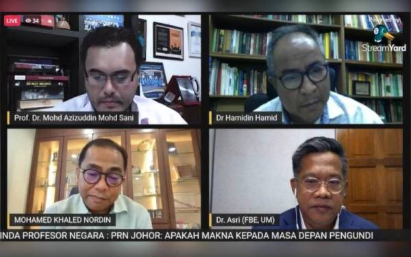 Program Minda Profesor Negara (MPN) yang bertajuk ‘PRN Johor: Apakah makna kepada masa depan pengundi?’ yang diadakan secara dalam talian pada Rabu.