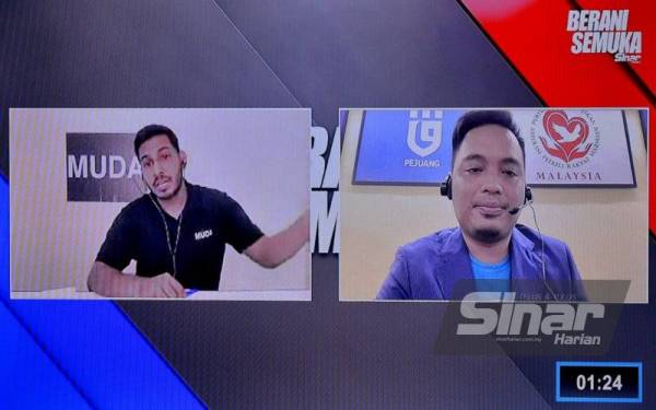 Rasid (kiri) bersama Ahmad Shafiq (kanan) ketika menjadi panelis pada Program Berani Bersemuka dengan tajuk 'Anak Muda Pilih Siapa? yang disiarkan di semua platform digital Sinar Harian pada Isnin. - Foto Sinar Harian ASRIL ASWANDI SHUKOR