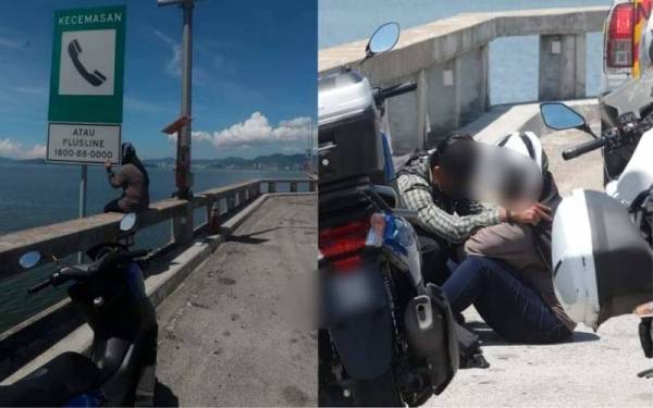 Ahmad Zhafaran cuba memujuk wanita yang dilihat duduk dalam keadaan mencurigakan di atas Jambatan Pulau Pinang pada Rabu.