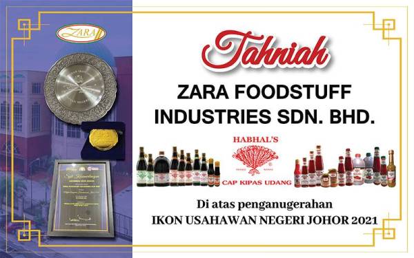 Pengiktirafan sebagai Ikon Usahawan Negeri Johor 2021 memberikan semangat kepada seluruh warga Zara Foodstuff untuk terus maju ke hadapan dan memberikan inspirasi kepada usahawan-usahawan lain.