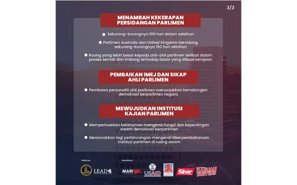 Terdapat sekurang-kurangnya tiga perkara penting untuk dilakukan kerajaan bagi membina struktur sistem parlimen Malaysia yang lebih berdaya tahan dan berfungsi.