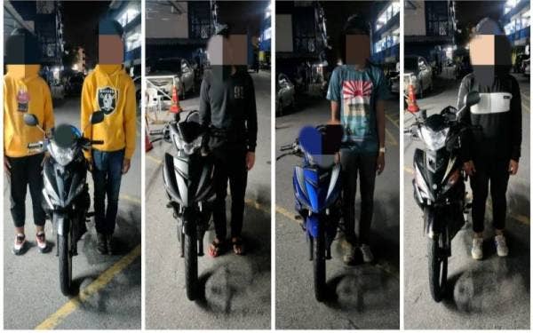 Lima lelaki ditahan dalam Operasi Samseng Jalanan di Lebuh Raya Kuala Lumpur - Seremban, pada Khamis.