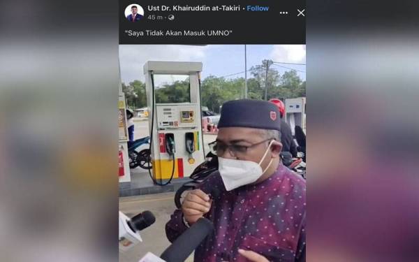 Tangkap layar hantaran video di Facebook Mohd Khairuddin pada Sabtu.