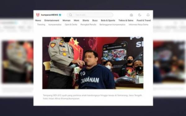 Suspek, WD, ditahan setelah dipercayai merogol anak perempuan kandungnya yang berusia 8 tahun hingga mati. - Kumparan NEWS