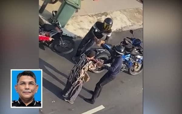 Polis sedang memburu dua lelaki yang menyamun wanita warga emas di hadapan rumah anaknya di Bandar Tun Razak, Cheras, Kuala Lumpur pada Sabtu. (Gambar kecil: Muhammad Idzam)