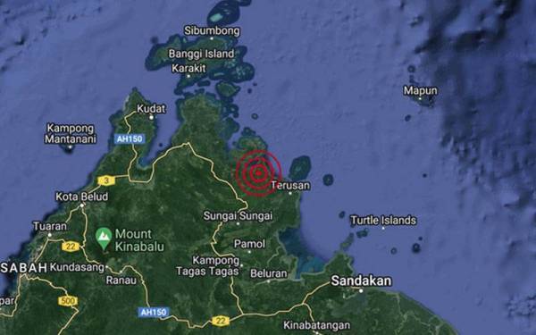 Satu gempa bumi lemah berukuran 3.8 pada skala Richter berlaku di Beluran, Sabah pada jam 8.39 malam Isnin.