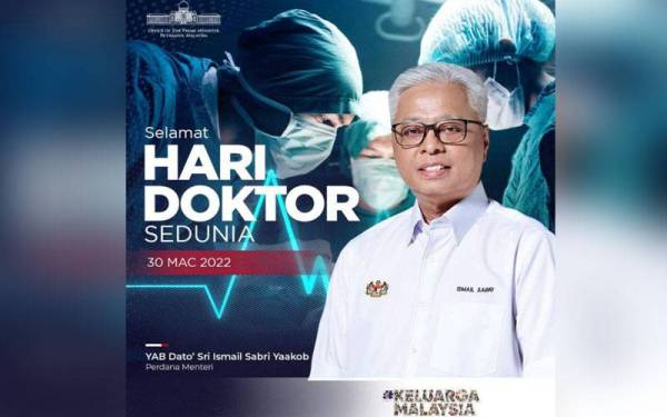 Ismail Sabri Yaakob menzahirkan penghargaan kepada doktor sempena Hari Doktor Sedunia pada Rabu. - Foto: Datuk Seri Ismail Sabri Yaakob Facebook